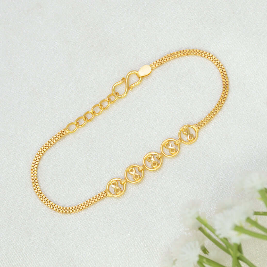 Gold-Plated Circular Infinity Charms Bracelet