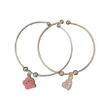 Silver and Rose Gold Plated CZ Heart Charm Fashion Bangle Set - K Supreme