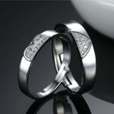 Silver Plated Cz's Couples Heart Finger Rings For Men and Women
