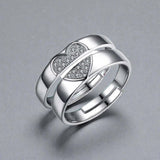 Silver Plated Cz's Couples Heart Finger Rings For Men and Women