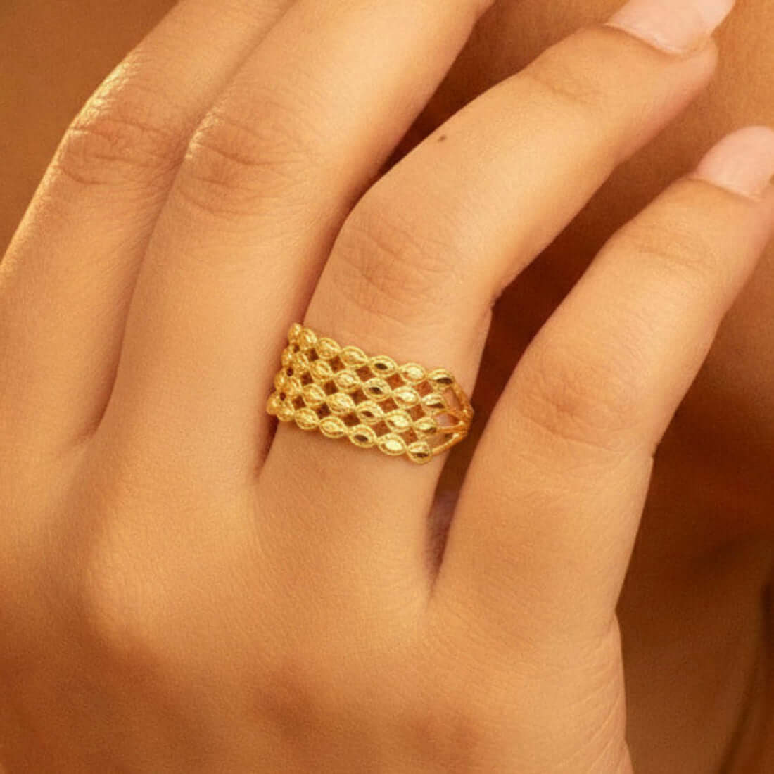 Simple Four Strand Gold Plated Finger Ring - K Supreme