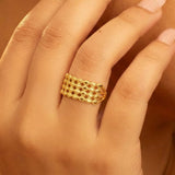 Simple Four Strand Gold Plated Finger Ring - K Supreme