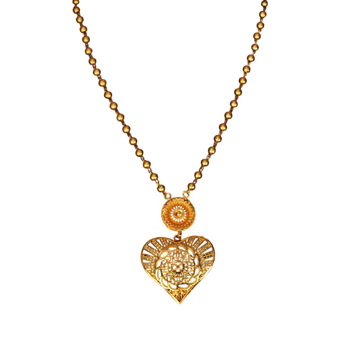 Simple Gold Plated Ball Chain With Heart Pendant - KSupreme