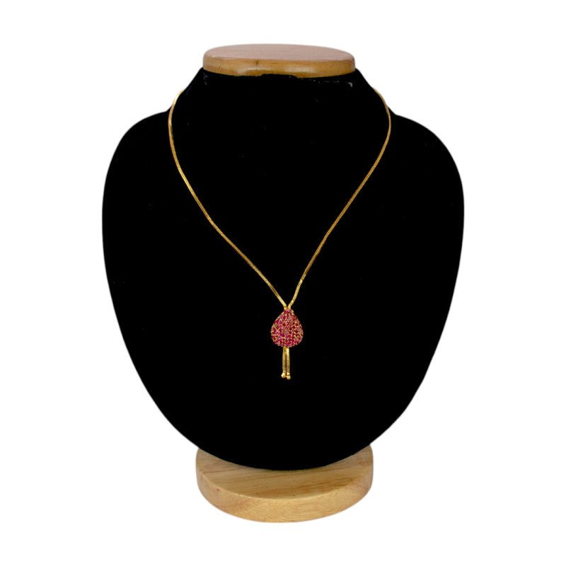 Simple Gold Plated CZ Stone Gopi Pendant Chain - KSupreme
