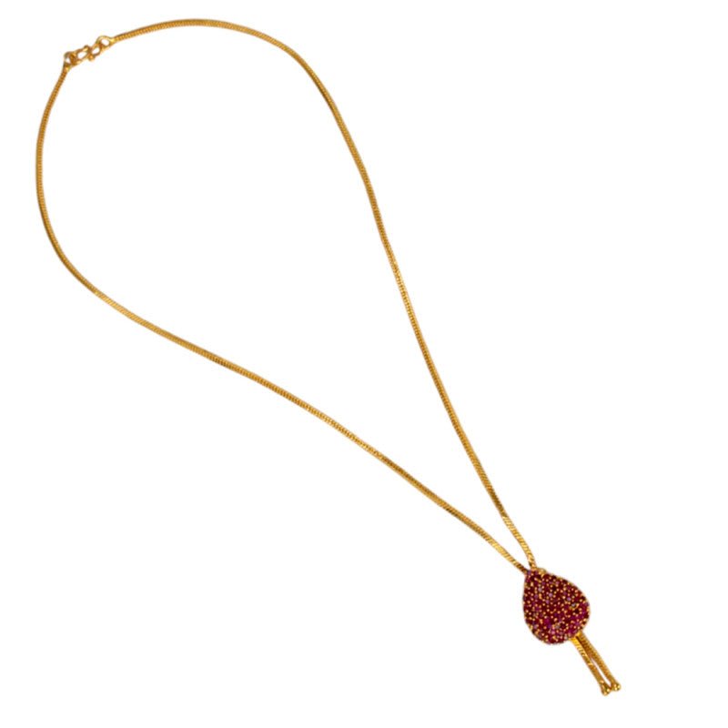 Simple Gold Plated CZ Stone Gopi Pendant Chain - KSupreme