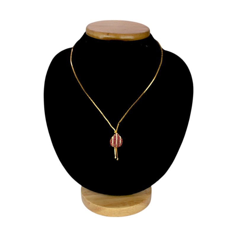 Simple Gold Plated CZ Stone Gopi Pendant Chain - KSupreme