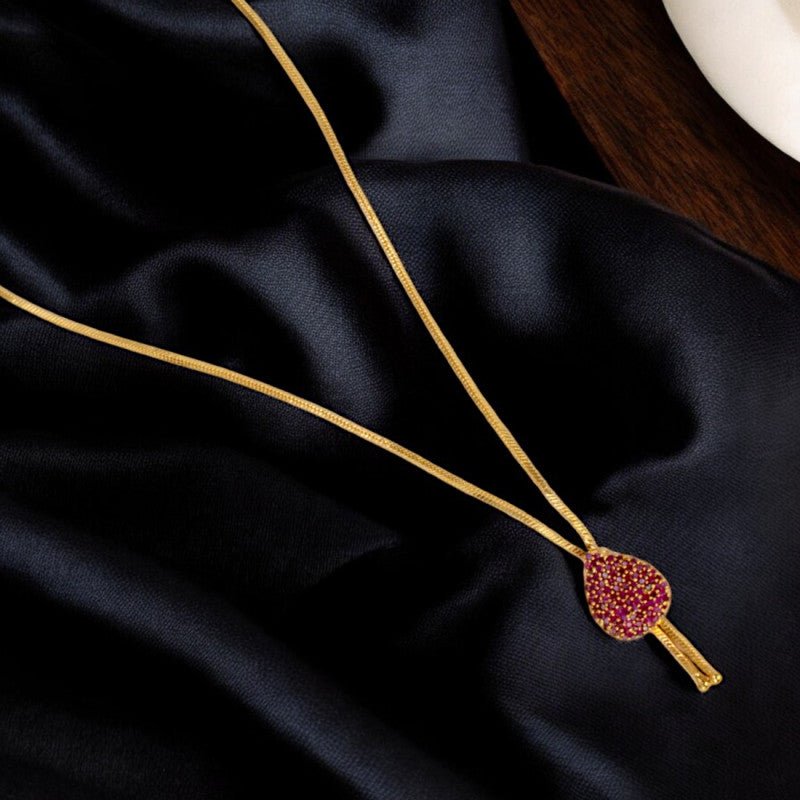 Simple Gold Plated CZ Stone Gopi Pendant Chain - KSupreme