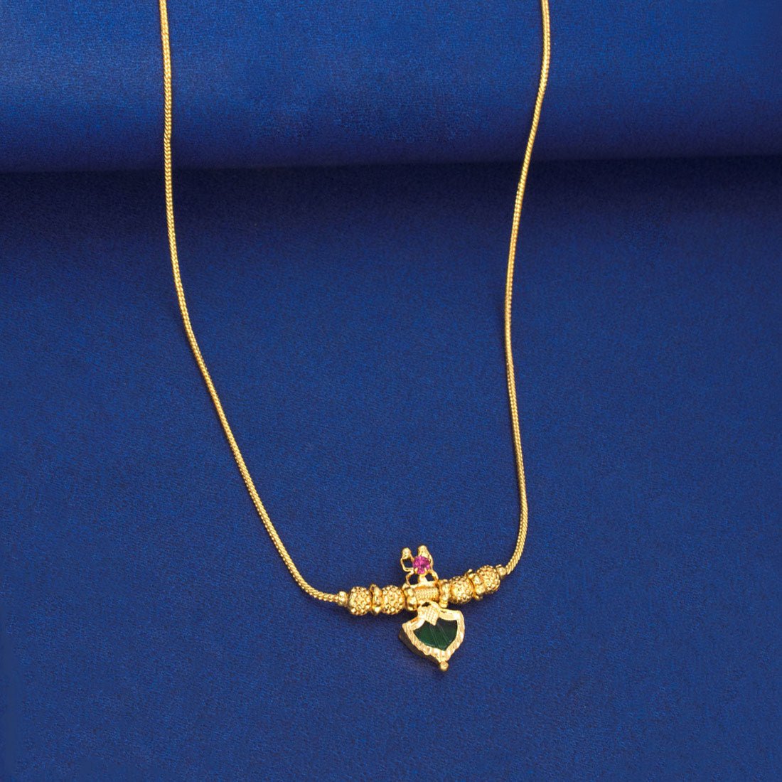 Simple Gold Plated Ruby Palakka Pendant Necklace - KSupreme