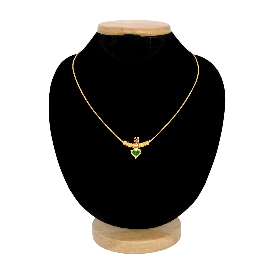 Simple Gold Plated Ruby Palakka Pendant Necklace - KSupreme