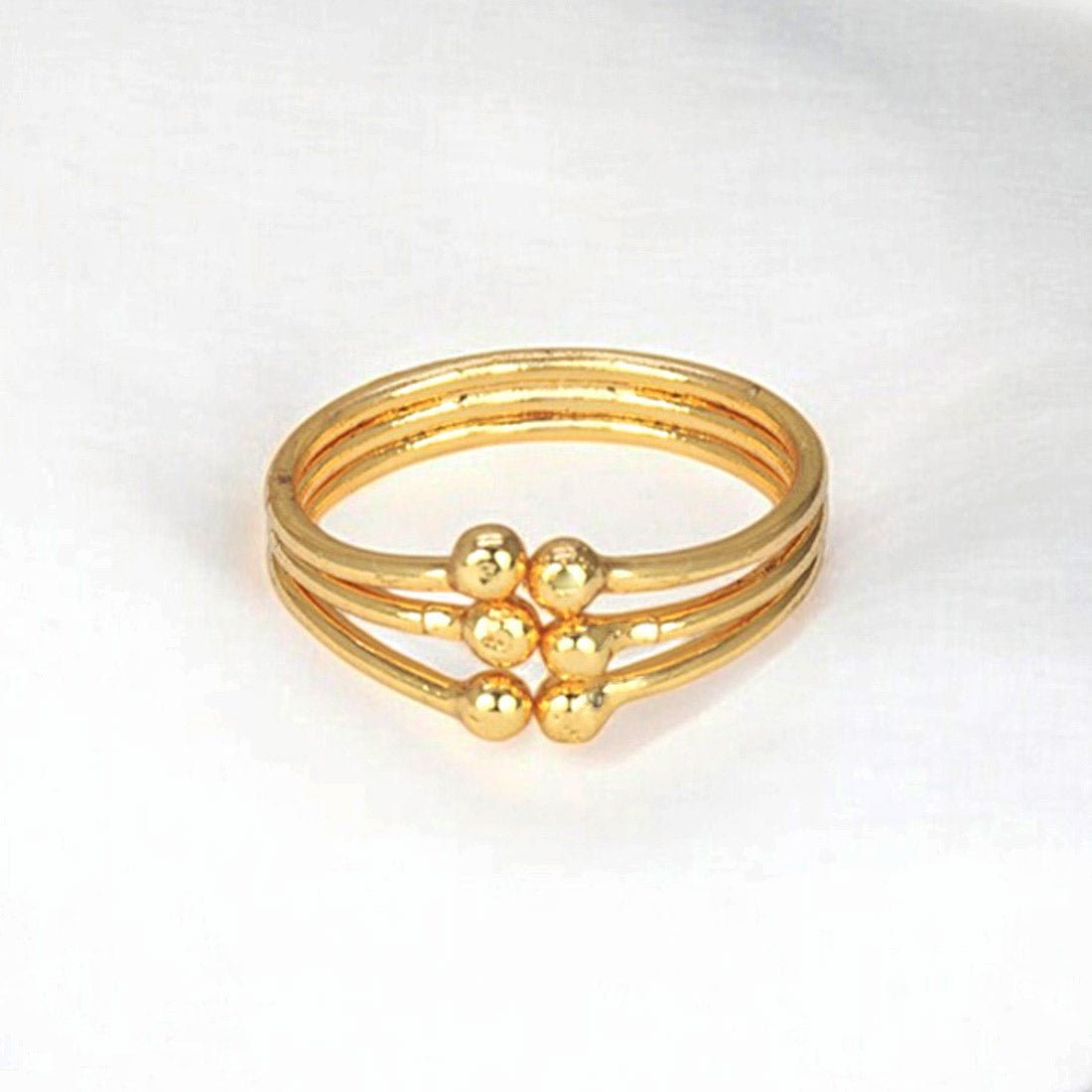 Simple Gold Plated Triple Strand Finger Ring - KSupreme