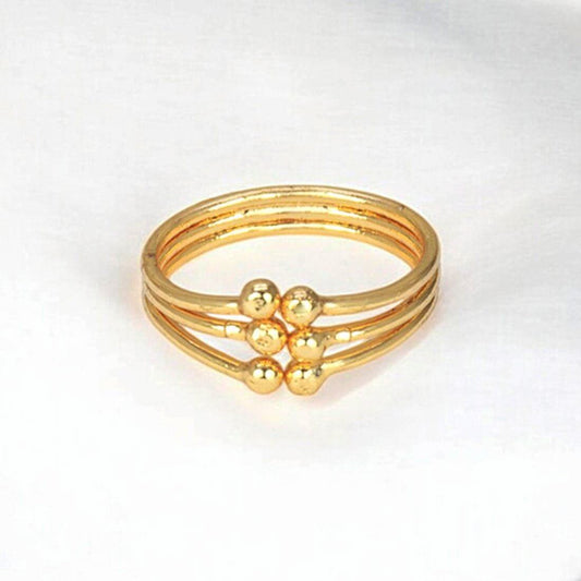 Simple Gold Plated Triple Strand Finger Ring - KSupreme