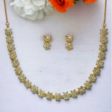 Single - Line Floral American Diamond Necklace Set - K Supreme