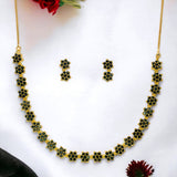 Single - Line Floral American Diamond Necklace Set - K Supreme