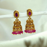 Small Antique Gold Plated Stone Jhumka For Girls - KSupreme