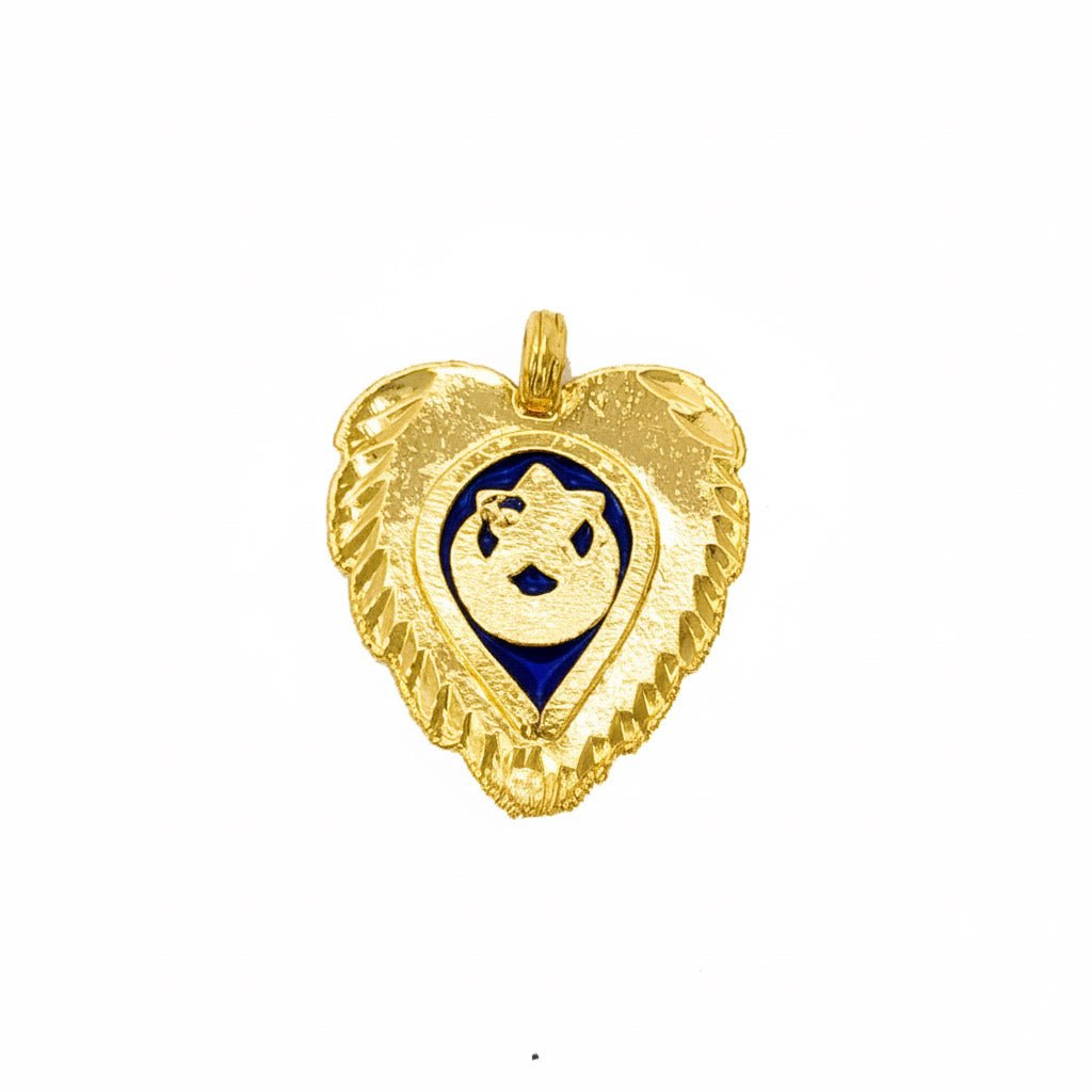 Small Blue Enamel Gold Plated Muslim Thali Pendant - K Supreme