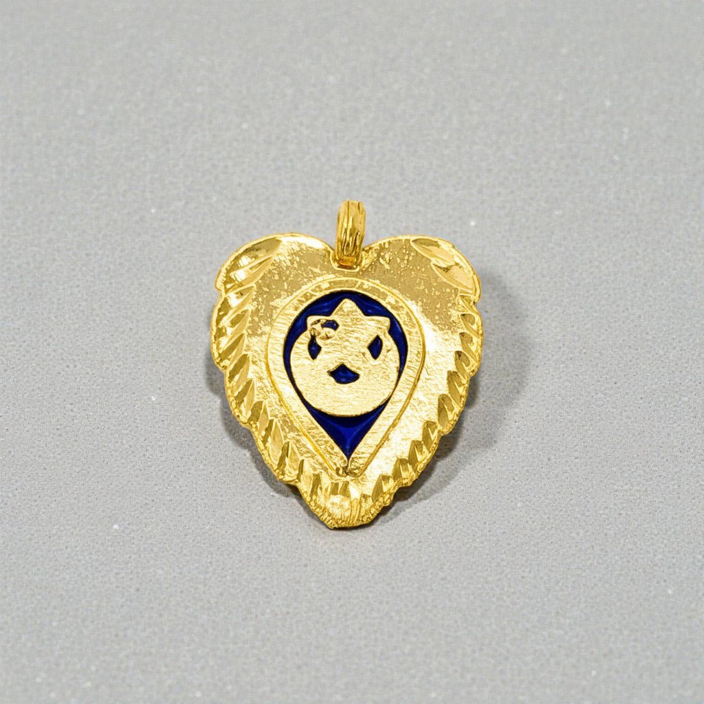 Small Blue Enamel Gold Plated Muslim Thali Pendant - K Supreme