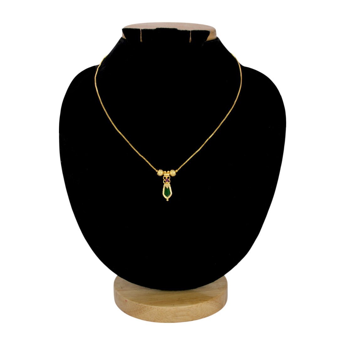Small Gold Plated Green Nagapadam Pendant Chain - K Supreme