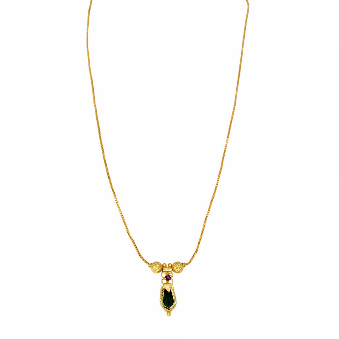Small Gold Plated Green Nagapadam Pendant Chain - K Supreme