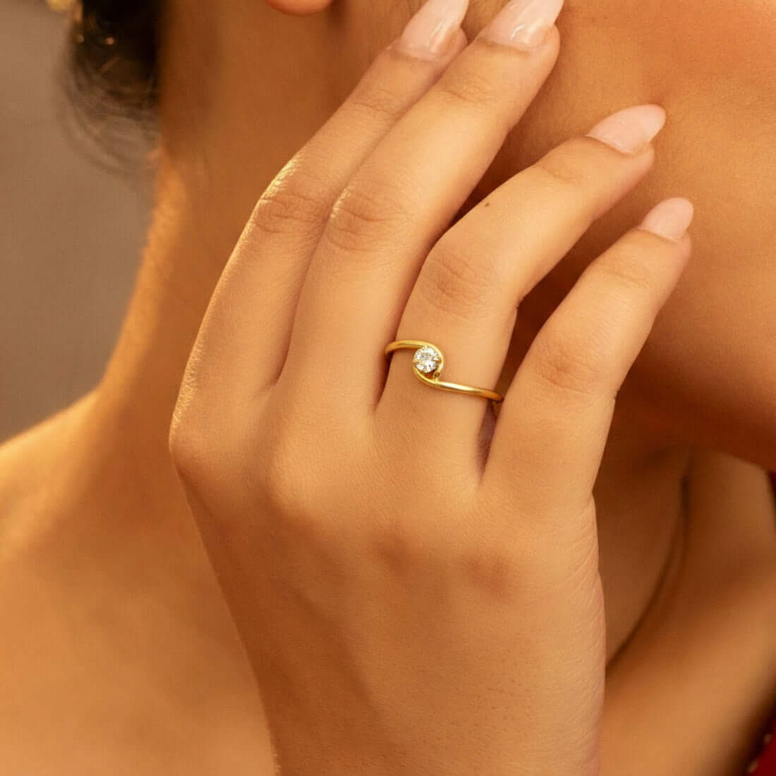 Solitaire Gold Plated American Diamond Ring - K Supreme