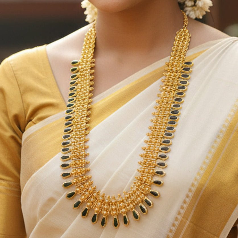 South Indian Green Nagapadam Long Necklace - K Supreme