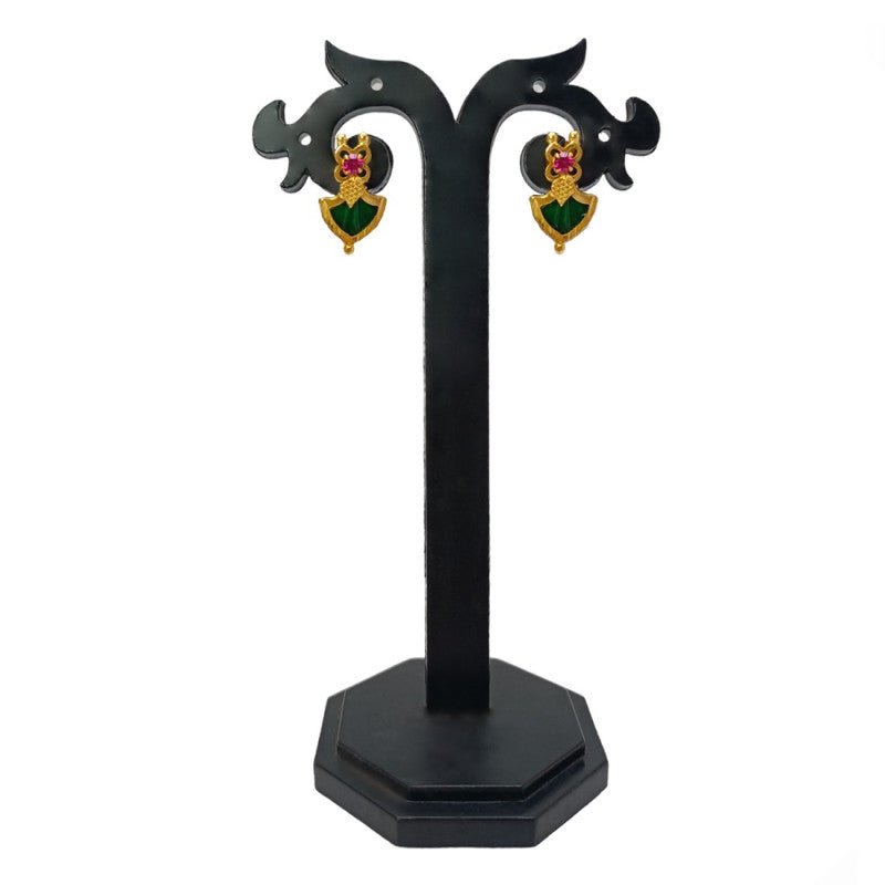 South Traditional Gold Plated Palakka Ear Studs - K Supreme