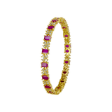Sparkling Gold Plated Floral CZ Ruby Bangle - K Supreme