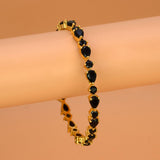 Sparkling Gold Plated Oval and Round Stone Bangle - KSupreme