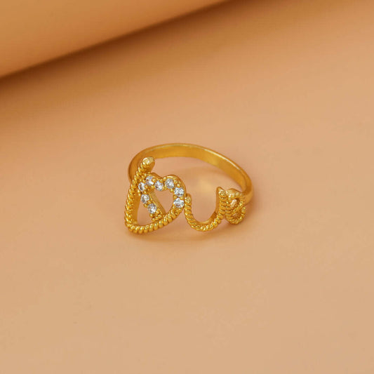 Spiral Gold Plated CZ Love Heart Finger Ring - K Supreme