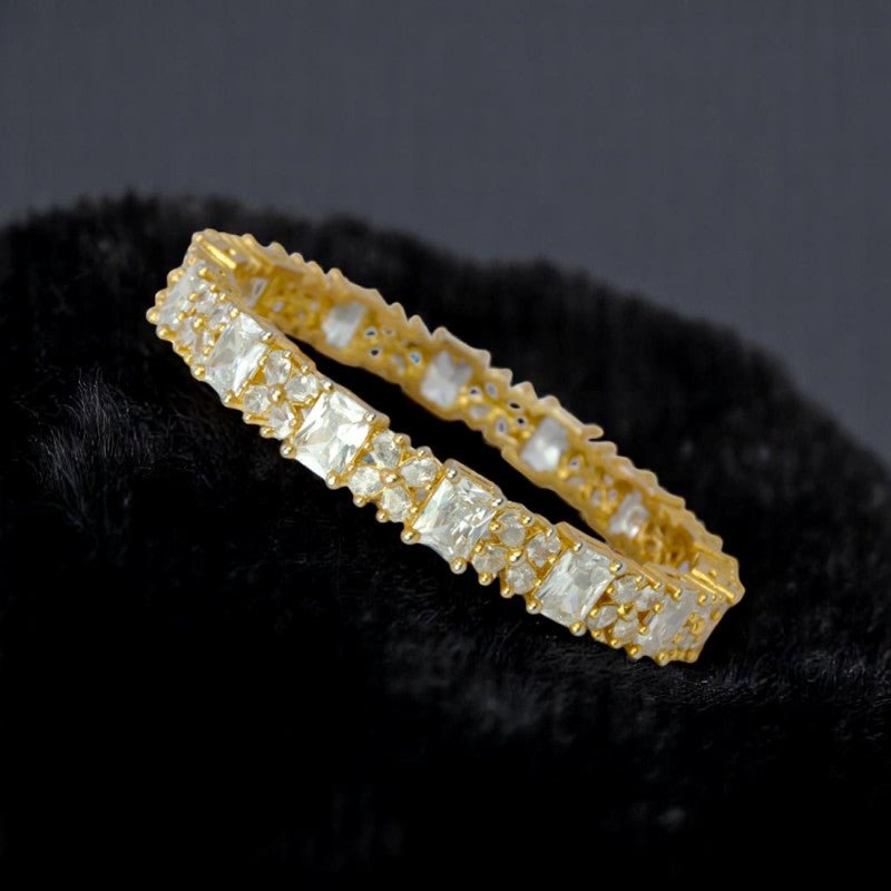 Splendid Gold Plated CZ Floral Stone Bangle - K Supreme