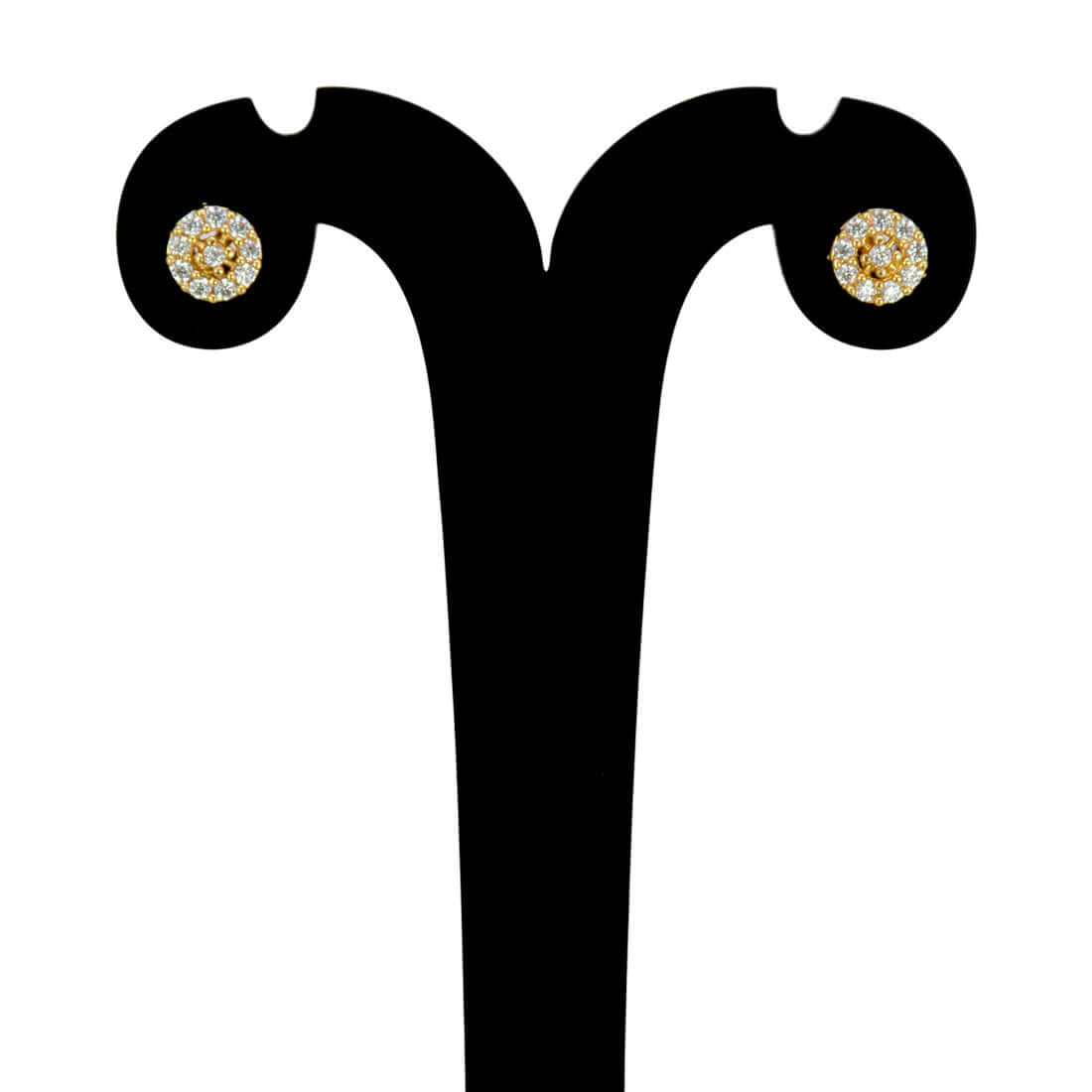 Splendid Small Gold Plated Round CZ Floral Stud Earrings - K Supreme