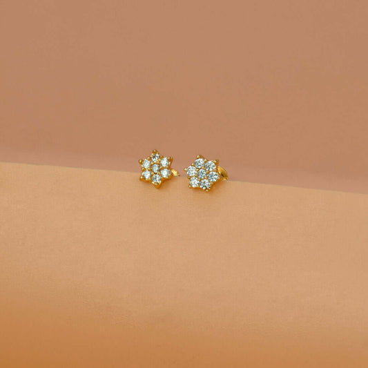 Star Floral Design Gold Plated CZ Second Stud/Kids Studs - K Supreme