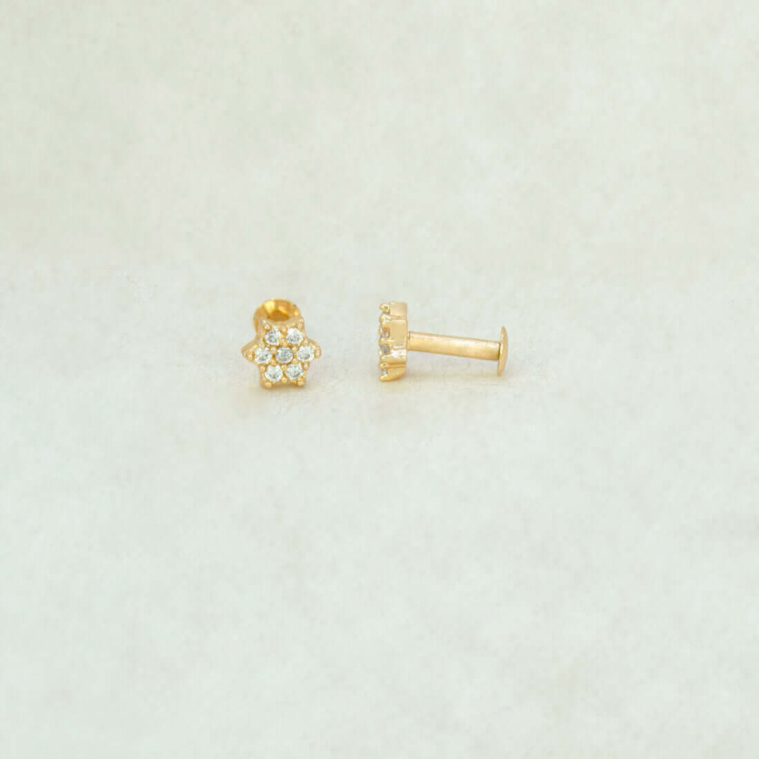 Star Floral Design Gold Plated CZ Second Stud/Kids Studs - K Supreme