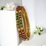 Stunning Gold Plated Crystal And Golden Beads Bangles - KSupreme