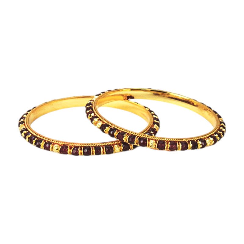 Stunning Gold Plated Crystal And Golden Beads Bangles - KSupreme