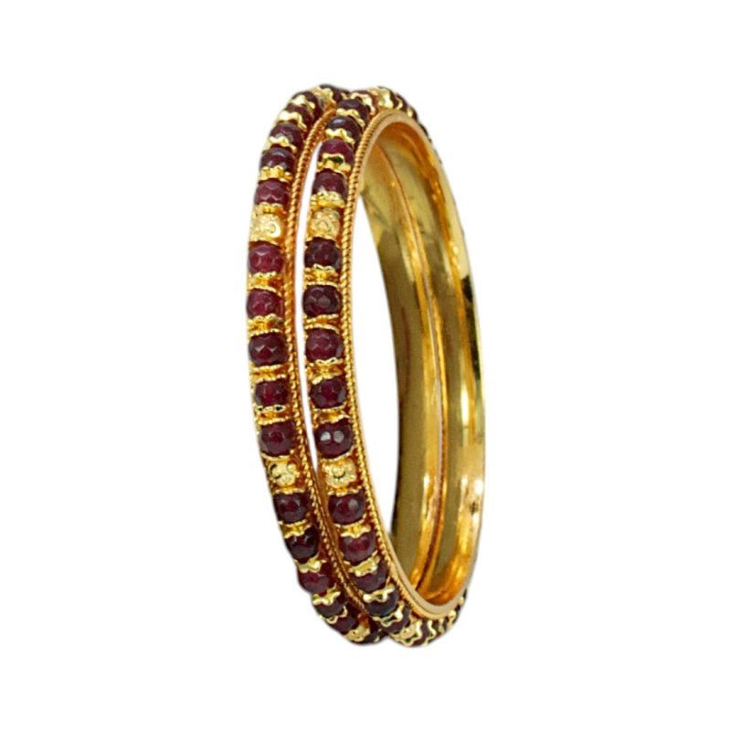 Stunning Gold Plated Crystal And Golden Beads Bangles - KSupreme