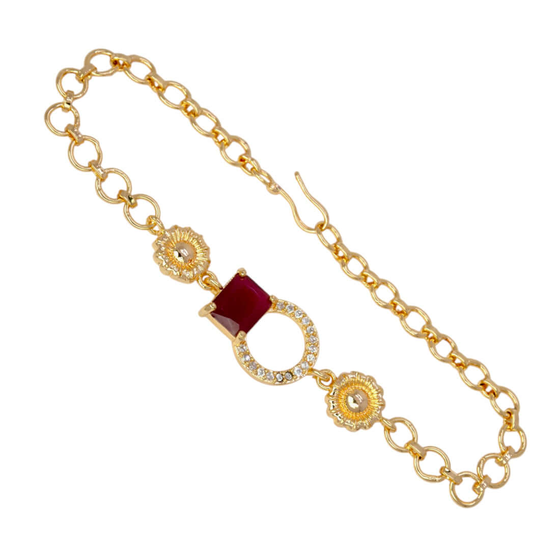Stunning Gold Plated CZ Stone Round Designer Ladies Bracelet - K Supreme