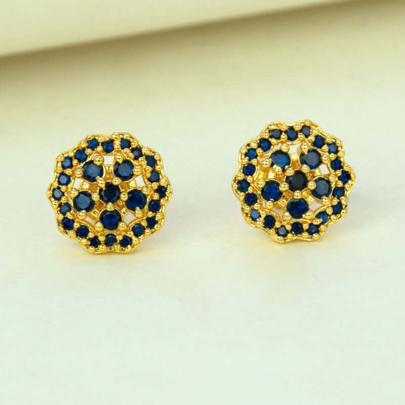 Stunning Gold Plated Floral Stone Ear Studs - K Supreme