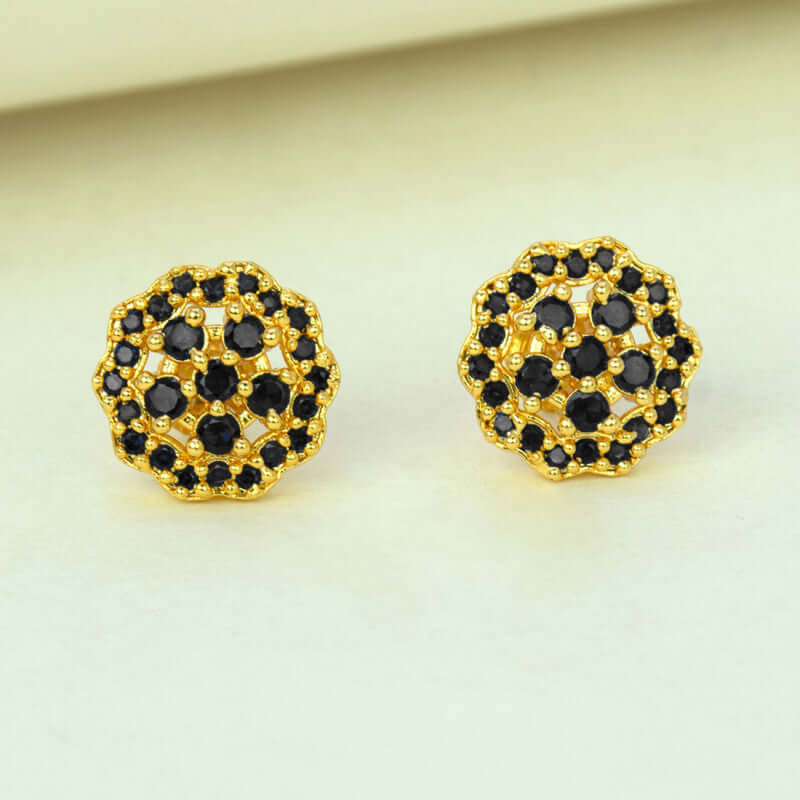 Stunning Gold Plated Floral Stone Ear Studs - K Supreme