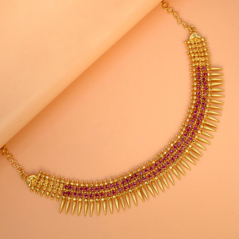 Stunning Gold Plated Jasmine Buds Stone Necklace - K Supreme