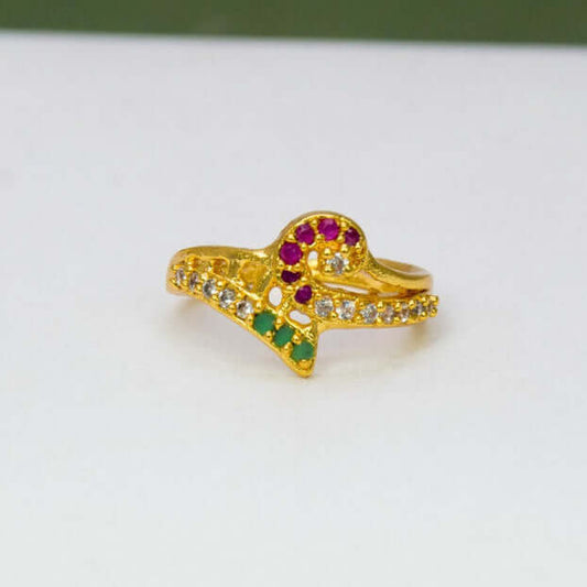 Stunning Gold Plated Stone Finger Ring