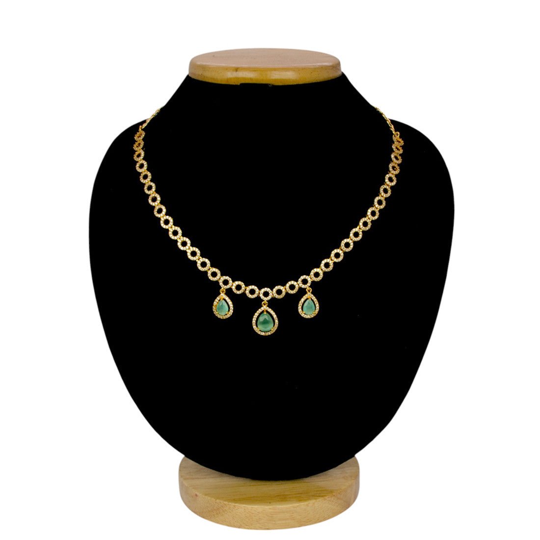 Stunning Green Teardrop Dangling CZ Necklace - K Supreme