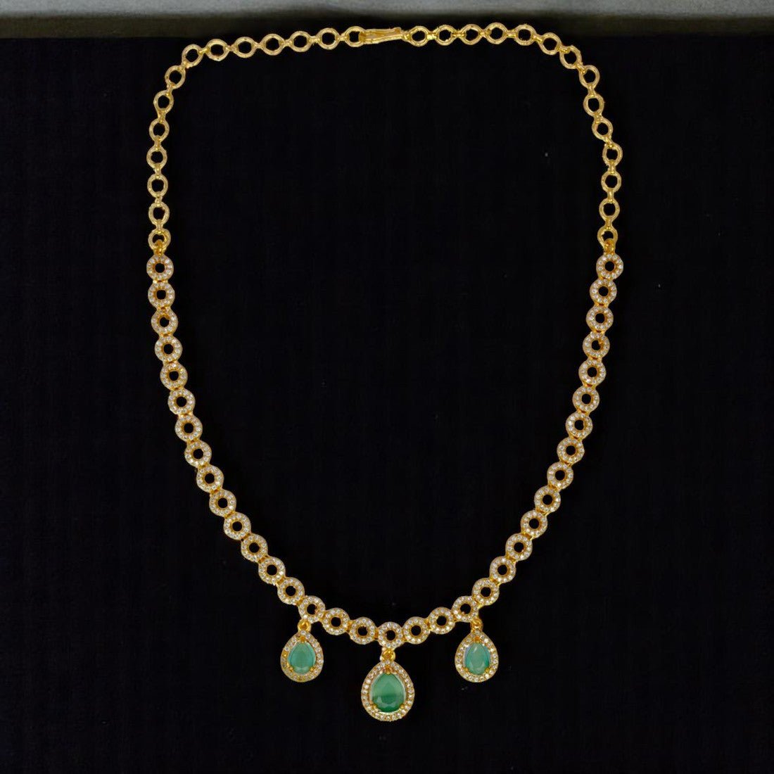 Stunning Green Teardrop Dangling CZ Necklace - K Supreme