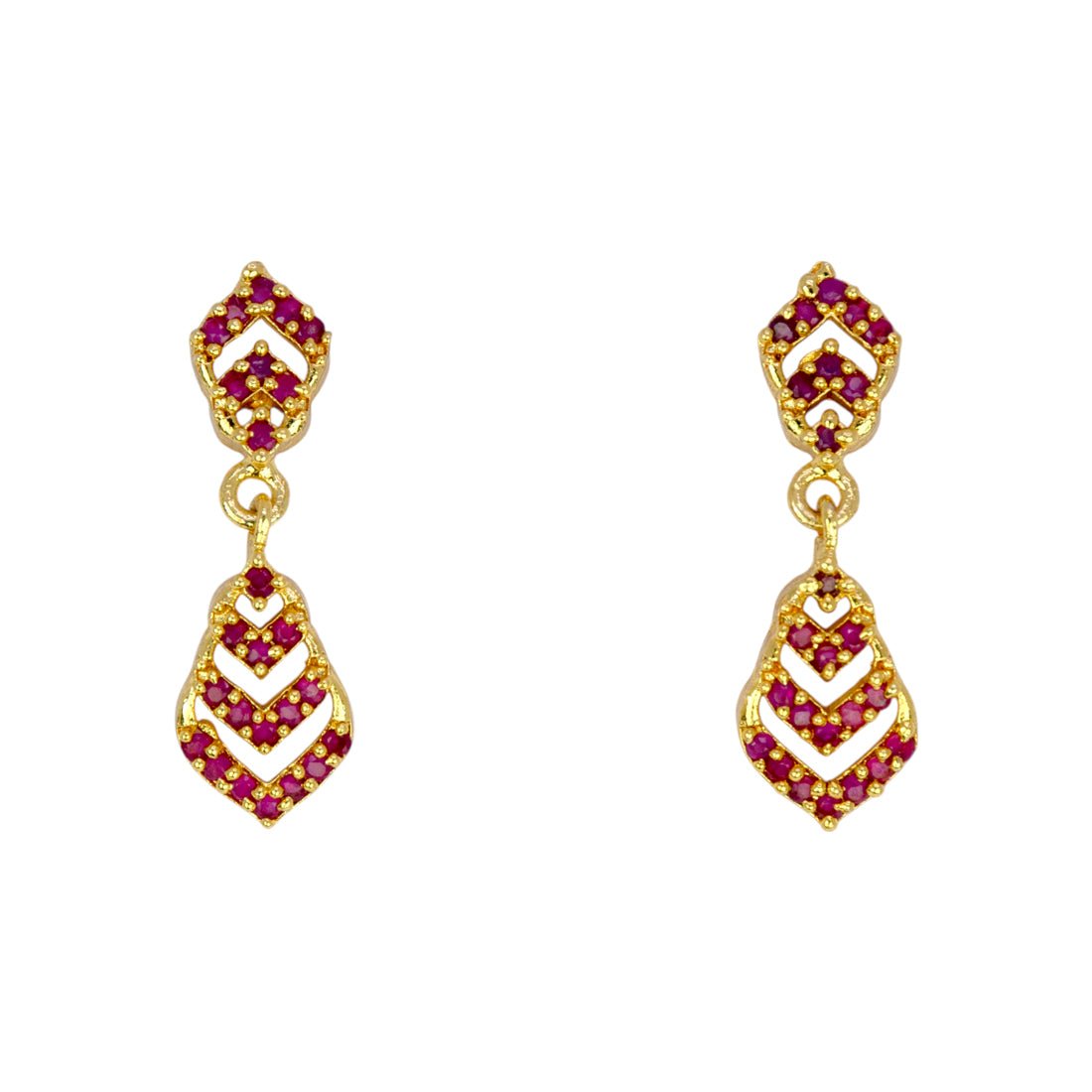 Stunning High Fashion Semi - precious Ruby Drop Earrings - K Supreme