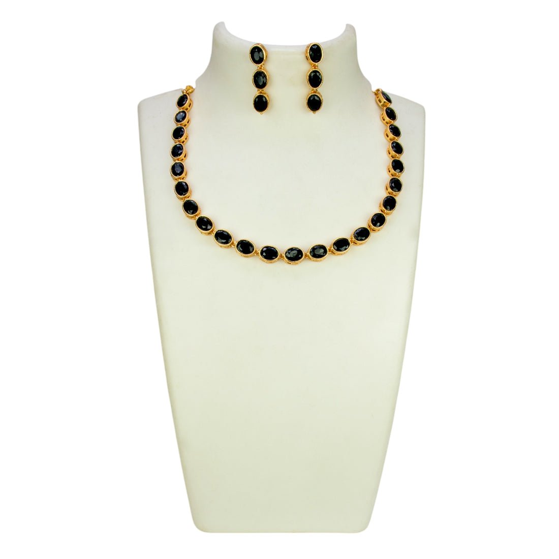 Stunning Premium Gold Plated Oval Necklace set - KSupreme