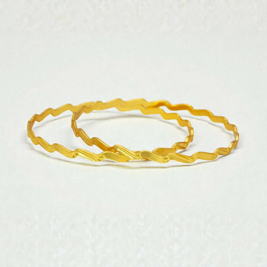 Stylish Designer Gold Plated Thin Zigzag Bangles - K Supreme