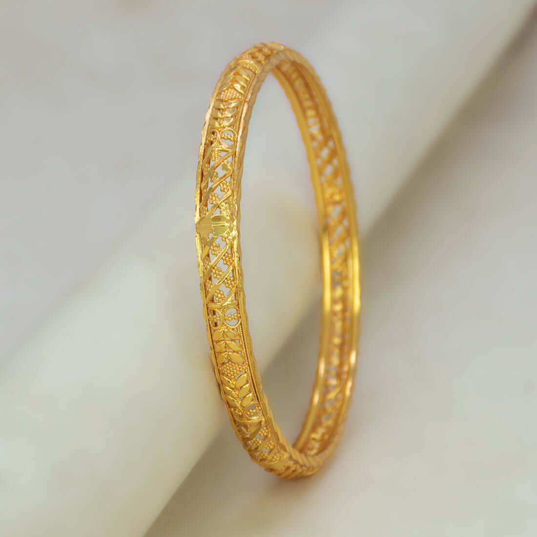 Stylish Floral Filigree Gold Plated Net Bangle - K Supreme