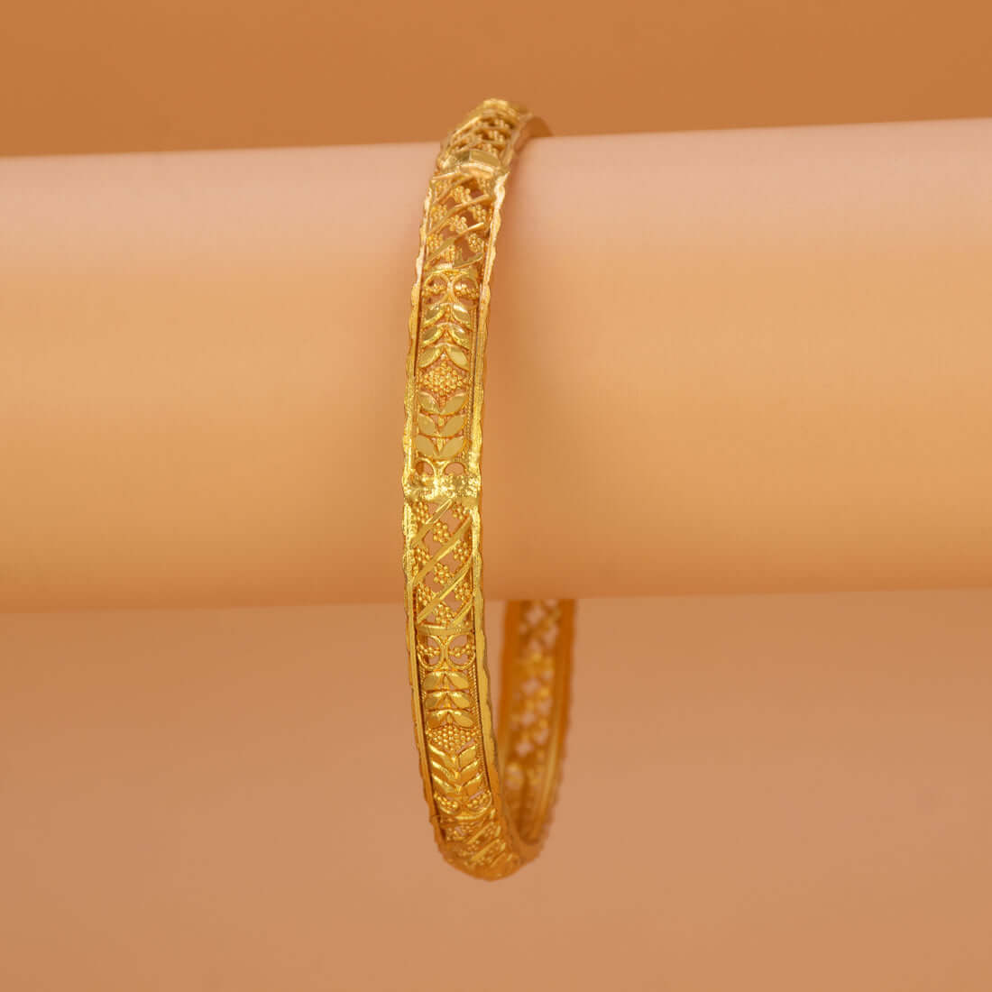 Stylish Floral Filigree Gold Plated Net Bangle - K Supreme