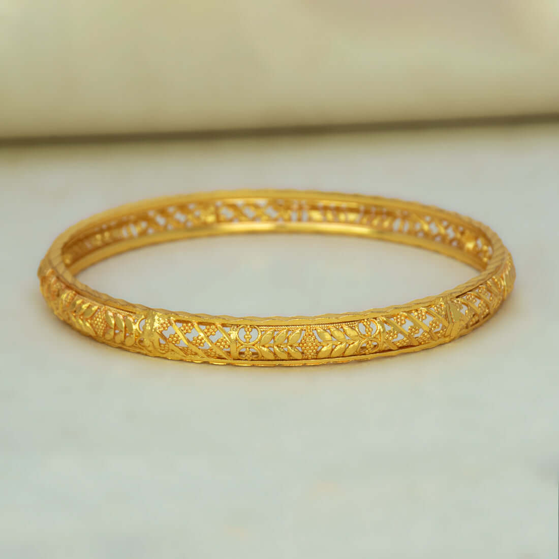 Stylish Floral Filigree Gold Plated Net Bangle - K Supreme