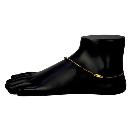 Stylish Gold Plated Black Crystal Anklets For Girls - K Supreme