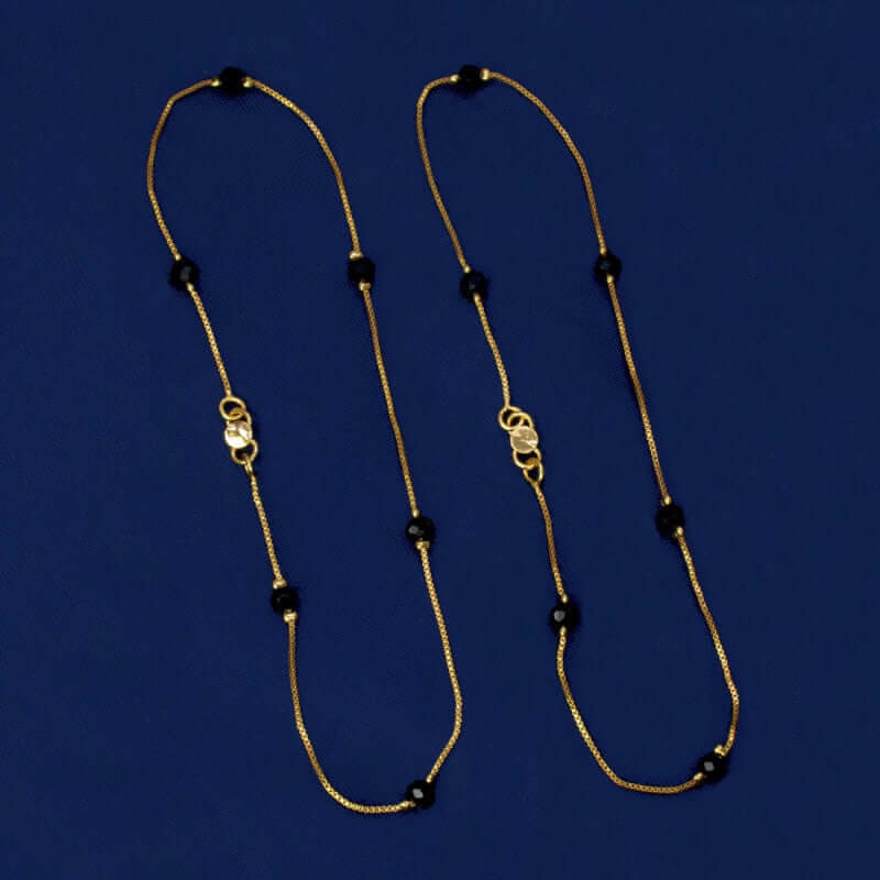 Stylish Gold Plated Black Crystal Anklets For Girls - K Supreme